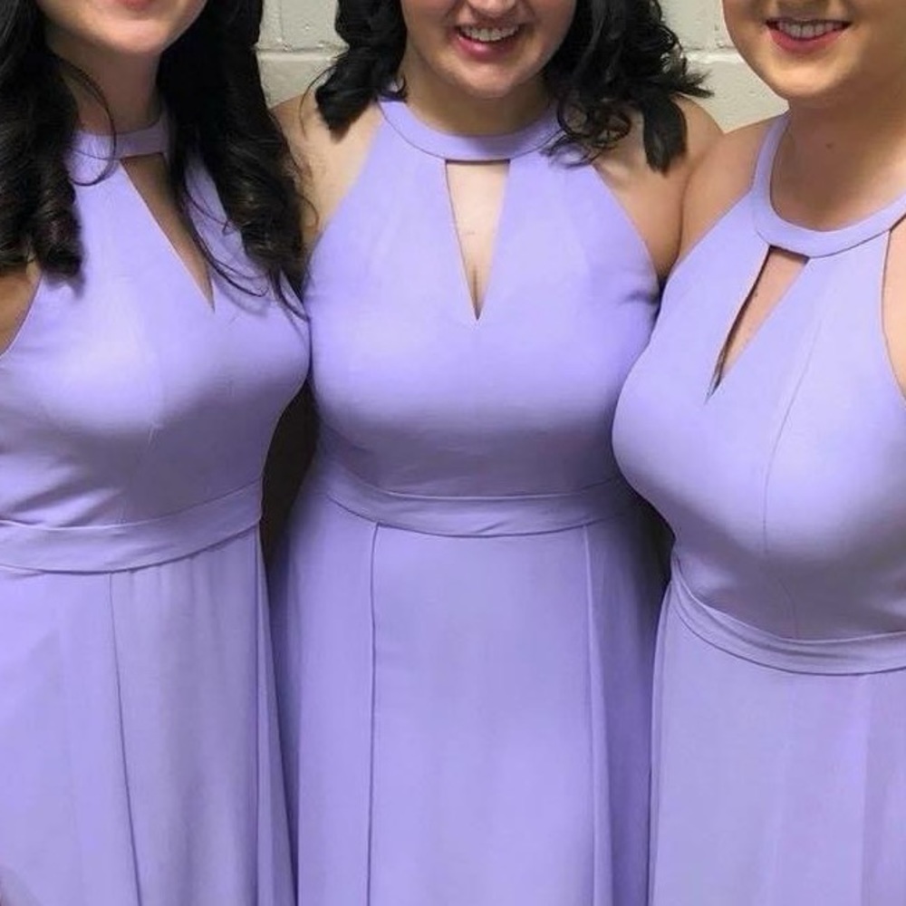 Floor length lavender Azazie dress